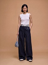 Prada Wide-leg Linen Trousers in Black