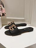 Dolce & Gabbana  Raffia Sliders in Black