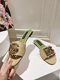 Dolce & Gabbana  Raffia Sliders in Grass Green