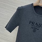 Prada Dark Grey Crew-neck Sweater with Logo