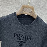 Prada Dark Grey Crew-neck Sweater with Logo