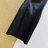 D&G Satin Bustier Midi Dress with Leopard Lining in Black