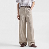 Prada Wide-leg Linen Trousers in Sand