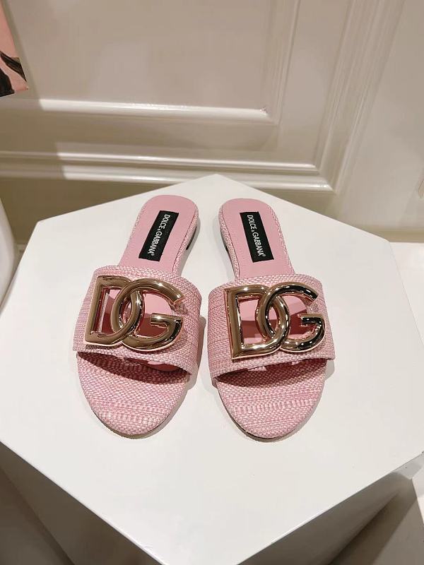 Dolce & Gabbana  Raffia Sliders in Pink