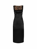D&G Satin Bustier Midi Dress with Leopard Lining in Black