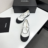 Chane Mary Janes Mixed Fibers & Rubber  White & Black