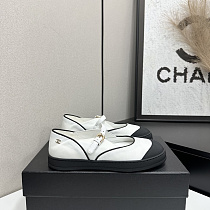 Chane Mary Janes Mixed Fibers & Rubber  White & Black