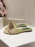 Dolce & Gabbana  Raffia Sliders in Grass Green