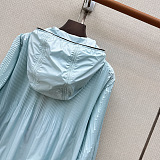 Moncler  Pleated Hooded Jacket in Aqua Green