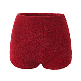 Plush Berry Red Cardigan, Bralette & High-Waist Shorts