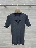 Prada Dark Grey Crew-neck Sweater with Logo