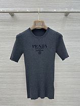 Prada Dark Grey Crew-neck Sweater with Logo