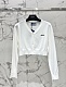 Prada Triangle Logo V-Neck Sweater in White