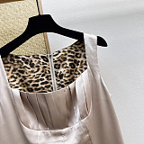 D&G Satin Bustier Midi Dress with Leopard Lining in Champagne