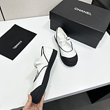 Chane Mary Janes Mixed Fibers & Rubber  White & Black
