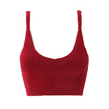 Plush Berry Red Cardigan, Bralette & High-Waist Shorts