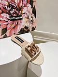 Dolce & Gabbana  Raffia Sliders in Beige