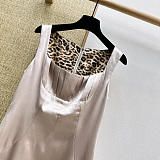 D&G Satin Bustier Midi Dress with Leopard Lining in Champagne