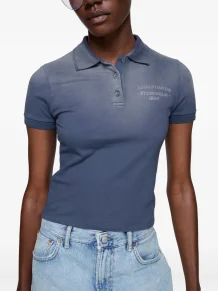 Acne Studios Faded-effect Logo-print Polo Shirt