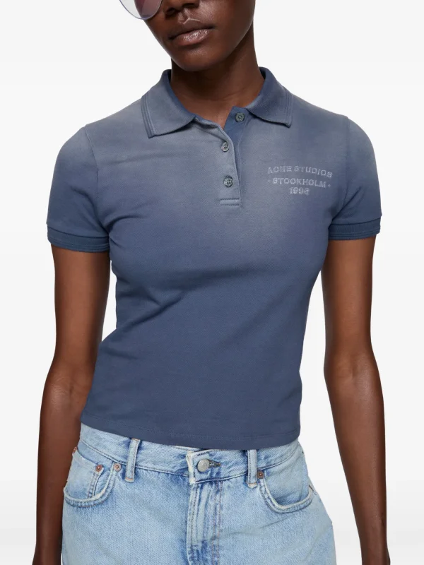 Acne Studios Faded-effect Logo-print Polo Shirt