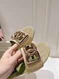 Dolce & Gabbana  Raffia Sliders in Grass Green
