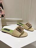 Dolce & Gabbana  Raffia Sliders in Grass Green