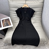 Prada Side Pleated Long Dress in Black