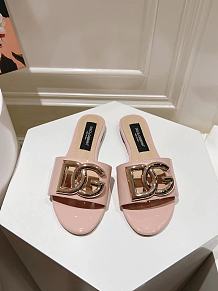 Dolce & Gabbana Leather Sliders in Pink