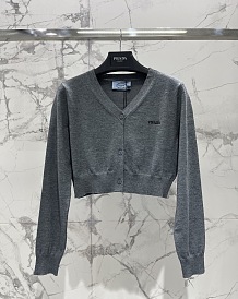Prada Triangle Logo V-Neck Sweater