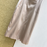 D&G Satin Bustier Midi Dress with Leopard Lining in Champagne
