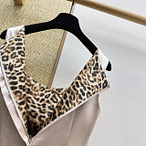 D&G Satin Bustier Midi Dress with Leopard Lining in Champagne