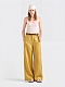 Prada Wide-leg Linen Trousers in Mustard
