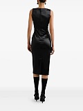 D&G Satin Bustier Midi Dress with Leopard Lining in Black