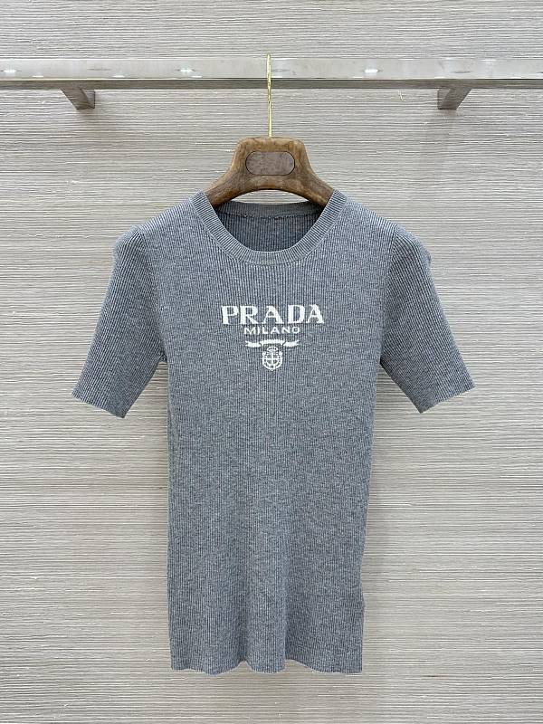 Prada Grey Crew-neck Sweater with Logo