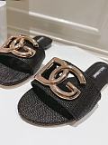 Dolce & Gabbana  Raffia Sliders in Black