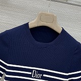 Dior  Short-Sleeved Fitted Sweater White and Pink D ...