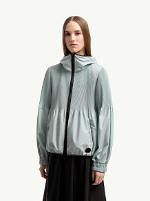 Moncler  Pleated Hooded Jacket in Aqua Green