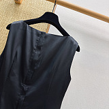 D&G Satin Bustier Midi Dress with Leopard Lining in Black