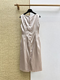 D&G Satin Bustier Midi Dress with Leopard Lining in Champagne