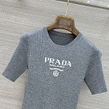 Prada Grey Crew-neck Sweater with Logo
