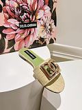 Dolce & Gabbana  Raffia Sliders in Grass Green