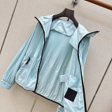 Moncler  Pleated Hooded Jacket in Aqua Green