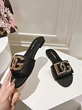 Dolce & Gabbana  Raffia Sliders in Black