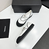 Chane Mary Janes Mixed Fibers & Rubber  White & Black