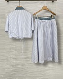 Prada Striped Cotton Shirt & Flared Skirt