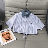 Prada Striped Cotton Shirt & Flared Skirt