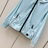 Moncler  Pleated Hooded Jacket in Aqua Green