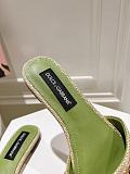 Dolce & Gabbana  Raffia Sliders in Grass Green