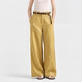 Prada Wide-leg Linen Trousers in Mustard