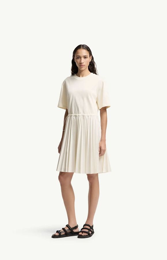 Moncler Pleated Cotton Midi Dress